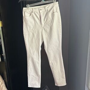 Talbots High-Waist Straight-Leg Pants in White